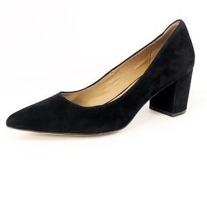 CORSO COMO Black Suede Chunk Heel Pumps